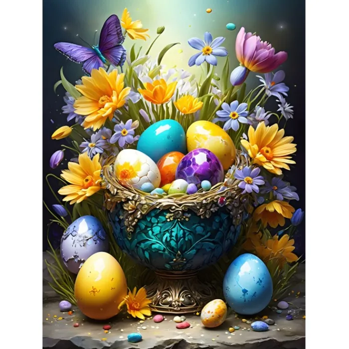 Bluebird Puzzle Puzzle Easter Eggs and Flowers