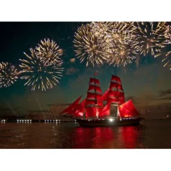 Bluebird Puzzle Puzzle Fireworks around a Sailboat