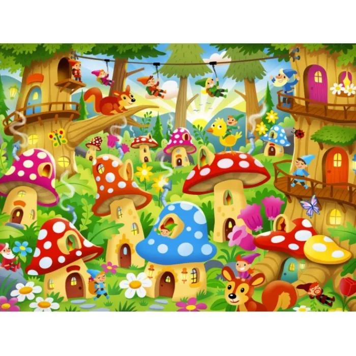 Bluebird Puzzle Puzzle Gnomes in Mushroom Homes