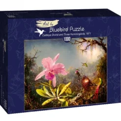 Bluebird Puzzle Puzzle Martin Johnson Heade - Cattleya Orchid and Three Hummingbirds, 1871