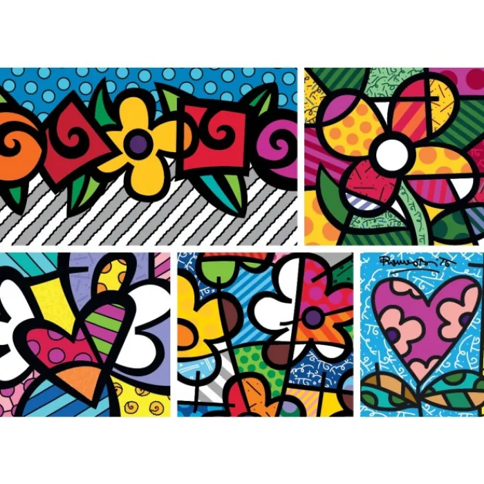 Bluebird Puzzle Puzzle Romero Britto - Collage: Hearts and Flowers