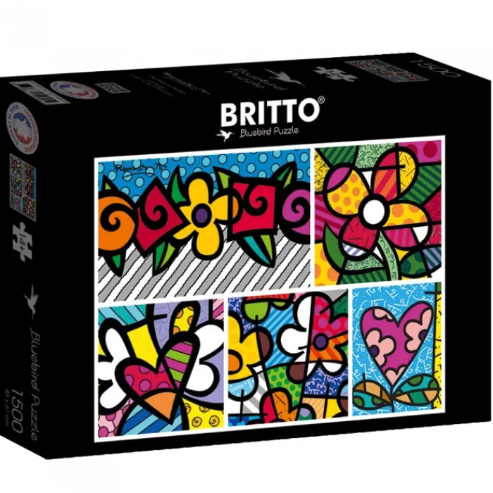Bluebird Puzzle Puzzle Romero Britto - Collage: Hearts and Flowers