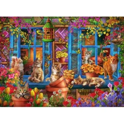 Bluebird Puzzle Puzzle Window Shelf Cats