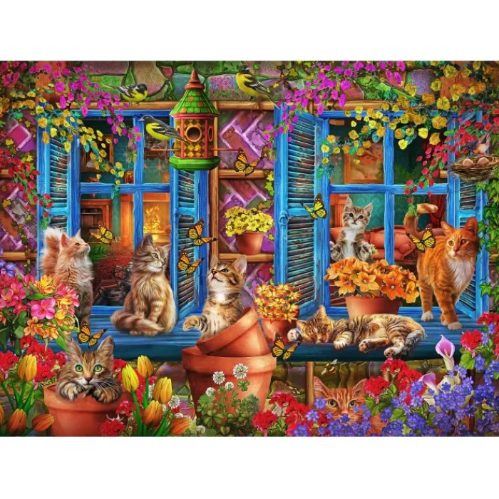 Bluebird Puzzle Puzzle Window Shelf Cats